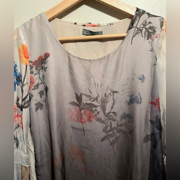 Lola Women's Long Sleeve Floral Blouse Made in Italy - Picture 5 of 12